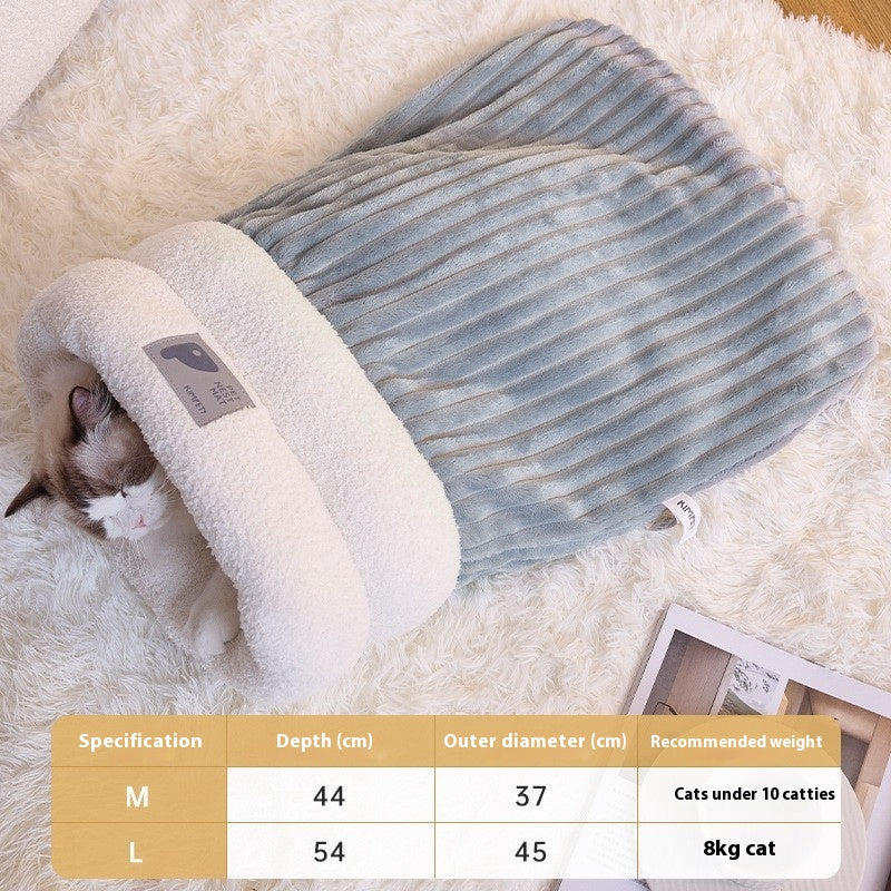 Plush Cat Sleeping Bag, Warm Burrow Bed for Cats