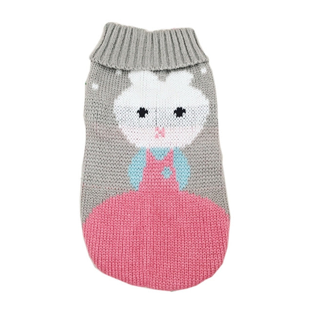 Christmas Knit Turtleneck Sweater for Small Dogs and Cats, Reindeer, Snowflake and Hearts
