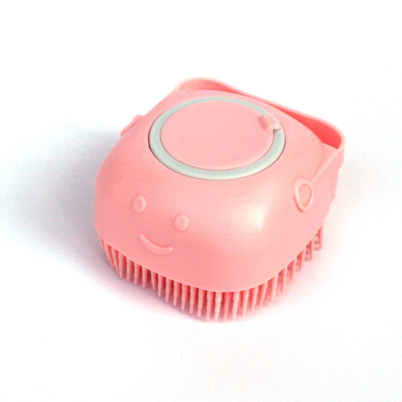 Pink silicone bath brush