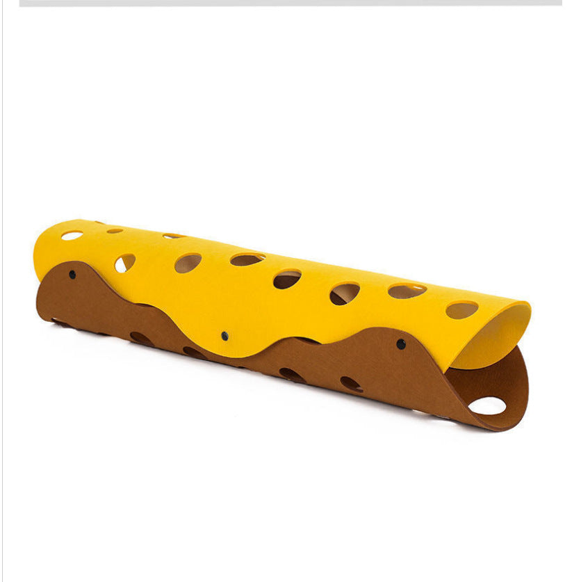 Yellow and brown felt cat tunnel