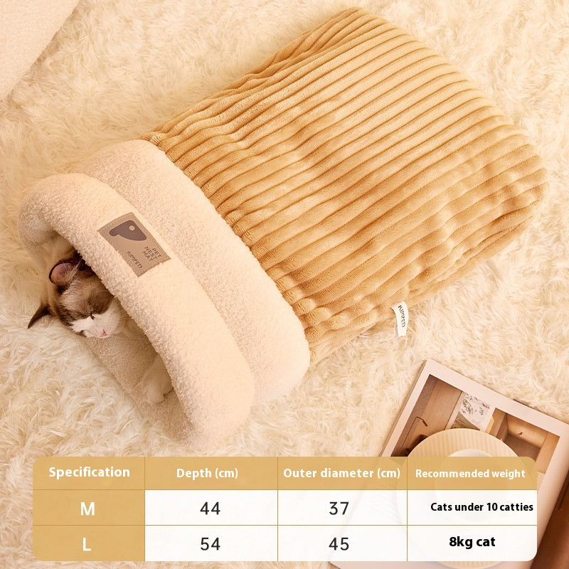 Plush Cat Sleeping Bag, Warm Burrow Bed for Cats