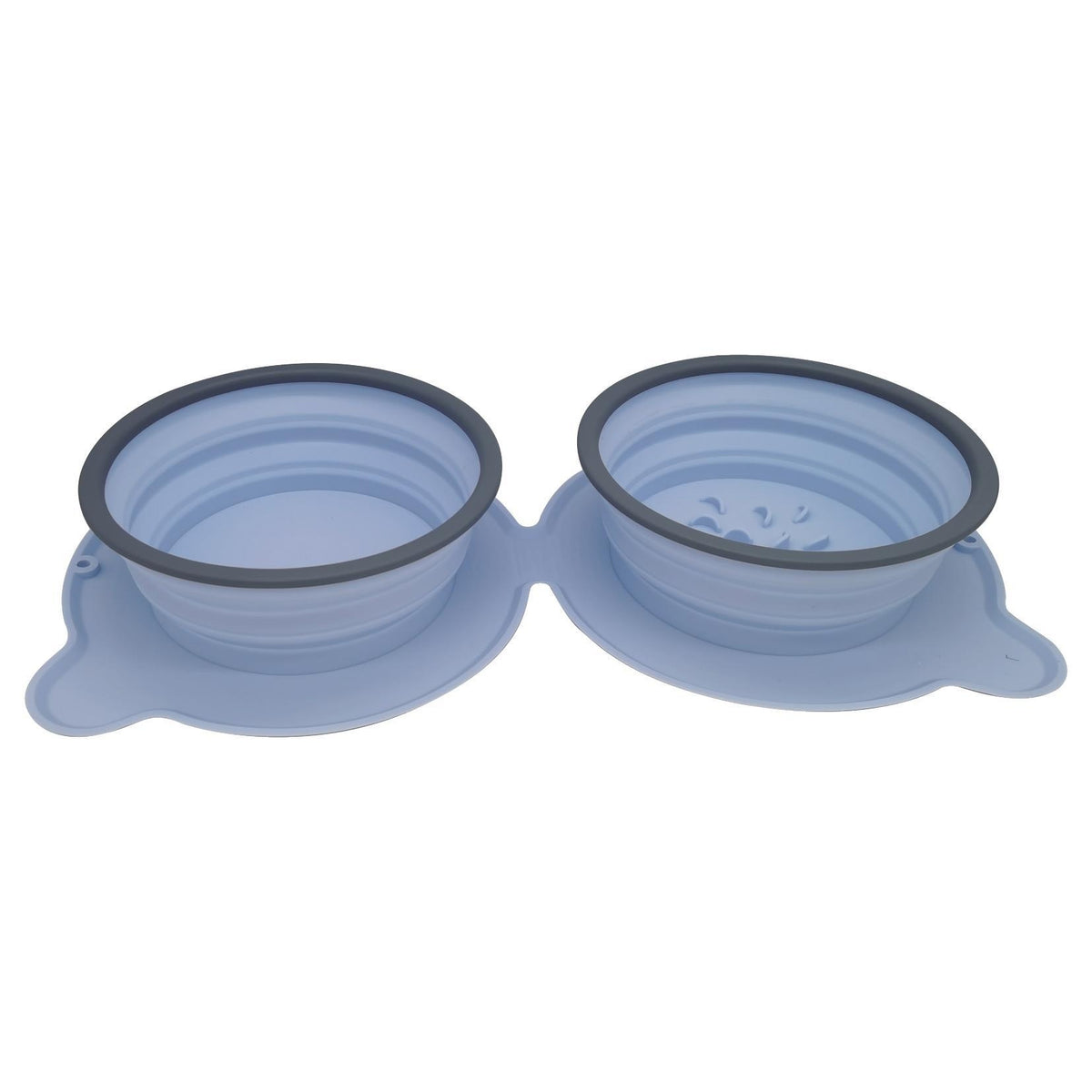 Sky blue collapsible double travel bowl