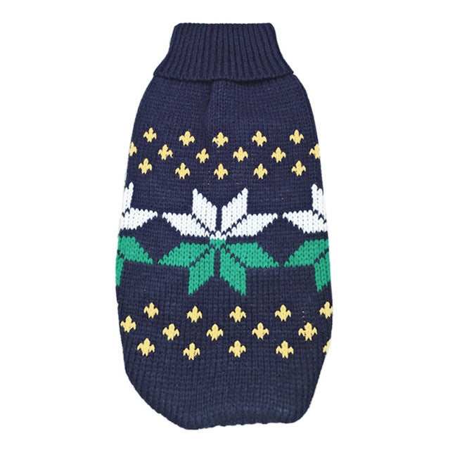 Christmas Knit Turtleneck Sweater for Small Dogs and Cats, Reindeer, Snowflake and Hearts