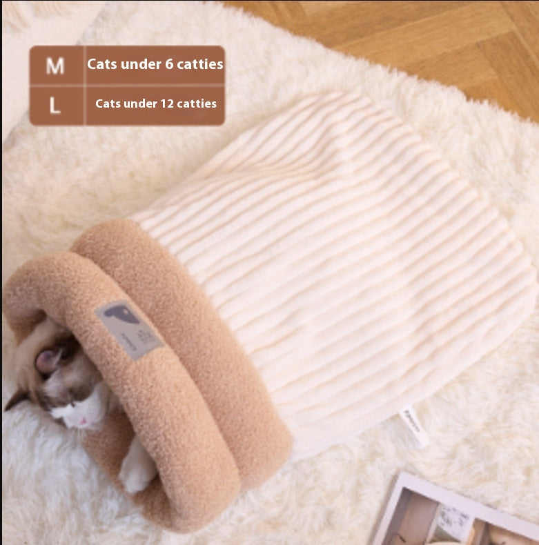 Plush Cat Sleeping Bag, Warm Burrow Bed for Cats
