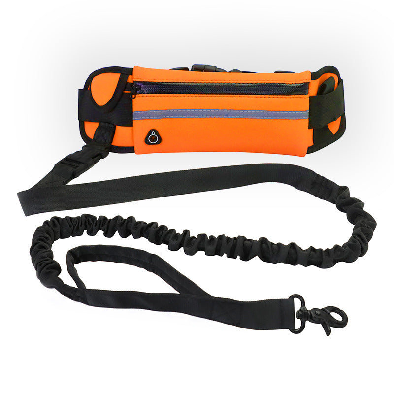 Orange hands-free running leash with waist pack