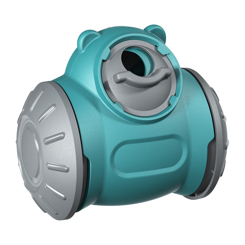Green treat-dispensing tumbler dog toy, product view