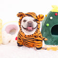 Plush Tiger Dog Hoodie with Ears and Tail, Warm Winter Costume for French Bulldogs and Small Dogs