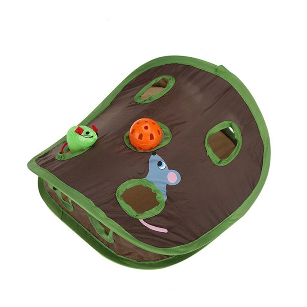 Pinermen Hide and Seek Cat Toy, 9-Hole Mouse Hunt Play Tent