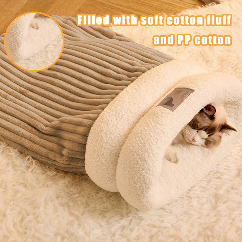 Plush Cat Sleeping Bag, Warm Burrow Bed for Cats