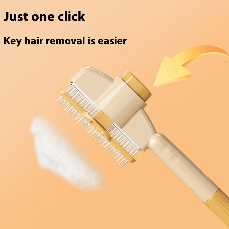 One-click hair release on the yellow cat comb