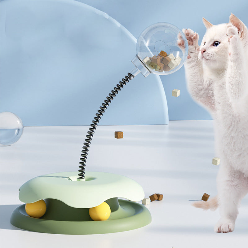 Pinermen 2-in-1 Cat Treat Spring Toy with Ball Track