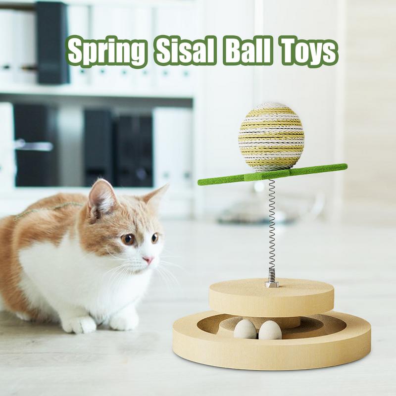 Pinermen Spring Sisal Ball Cat Toy with Ball Track